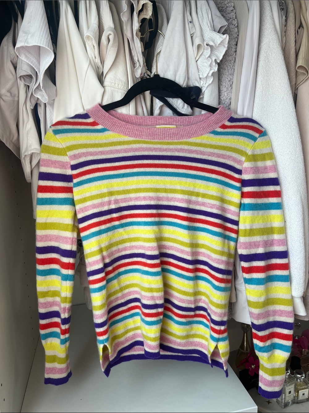 J. Crew Pastel Multi-Stripe Crewneck Sweater